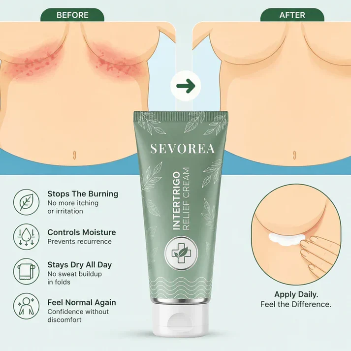 🔥 LAST DAY BUY 1 GET 1 FREE🔥Intertrigo Relief Cream treats 99% of skin fold rashes from the first application SevoreaTMIntertrigo Cream🛒