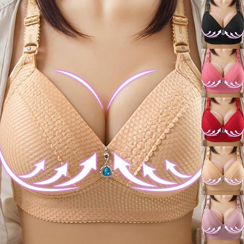 2023 WOMEN BACK BUCKLE COTTON BRAS WIRE FREE PLUS SIZE SHOULDER STRAPS BRASIERES COMFORT
