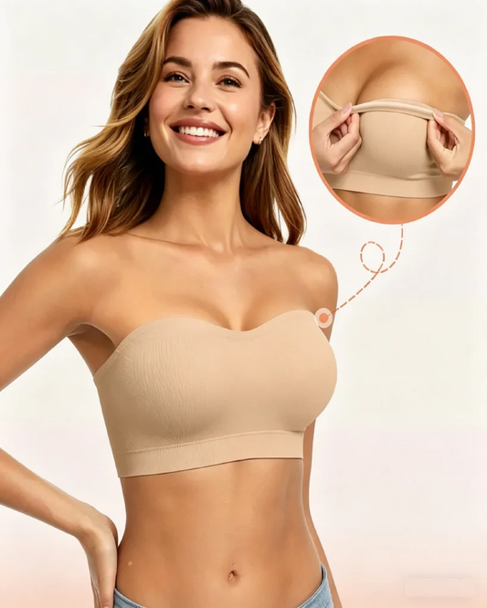 Wireless Strapless Bandeau Bra with Anti‑Slip Silicone Support